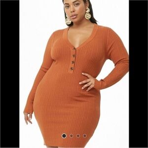 Rust color bodycon knit dress